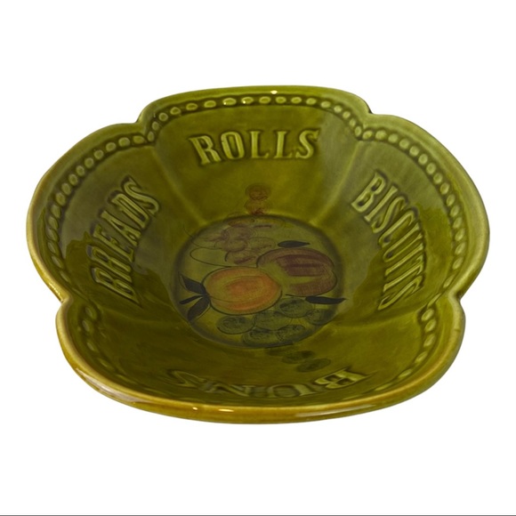 Mid Century Los Angeles Potteries Bread Bowl 1962 #51 Green 13.25” x 8.5” x 2.5” - Picture 3 of 10